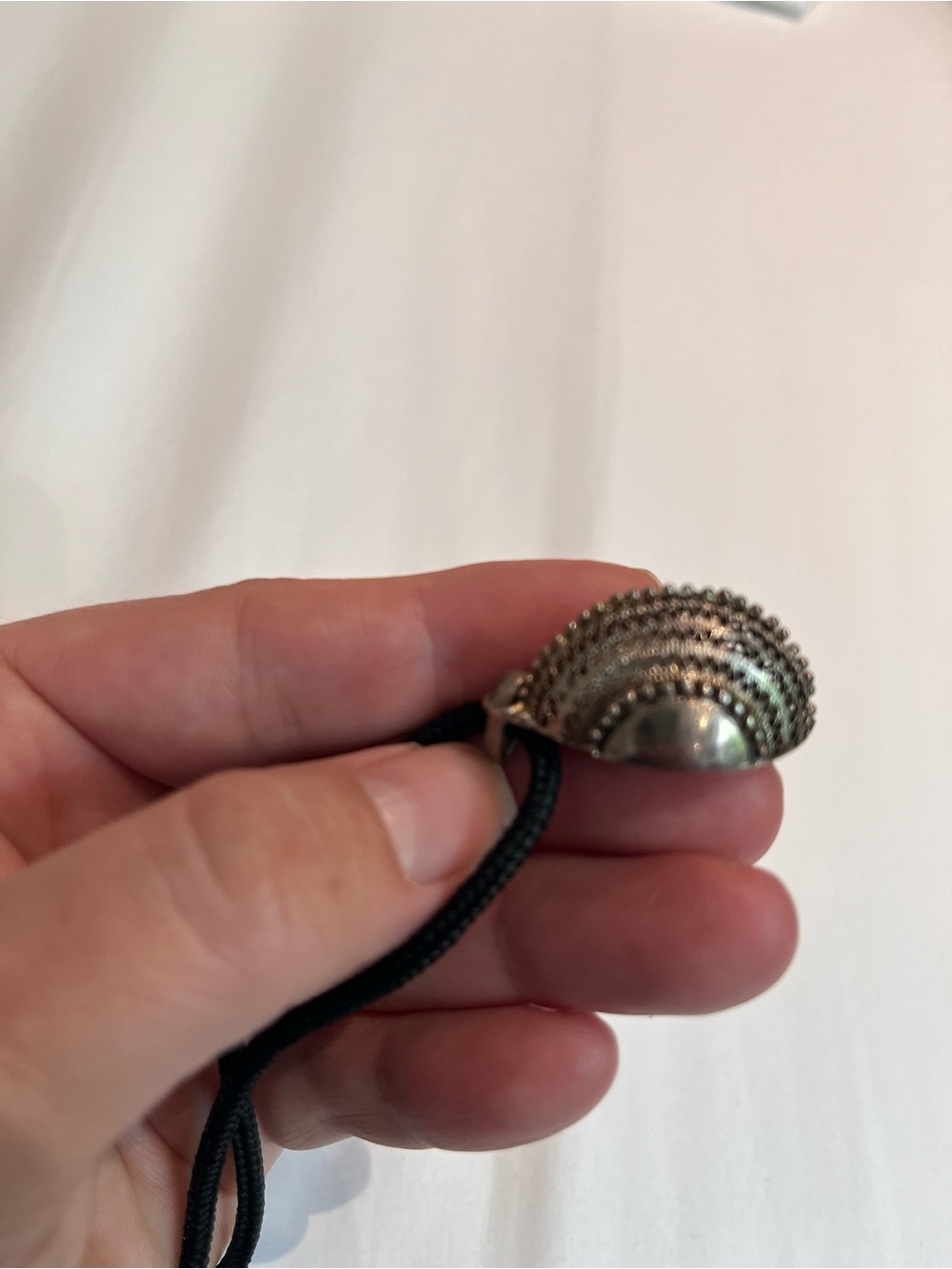 Black Cord Necklace with detailed Silver  Pendant - Picture 4 of 4